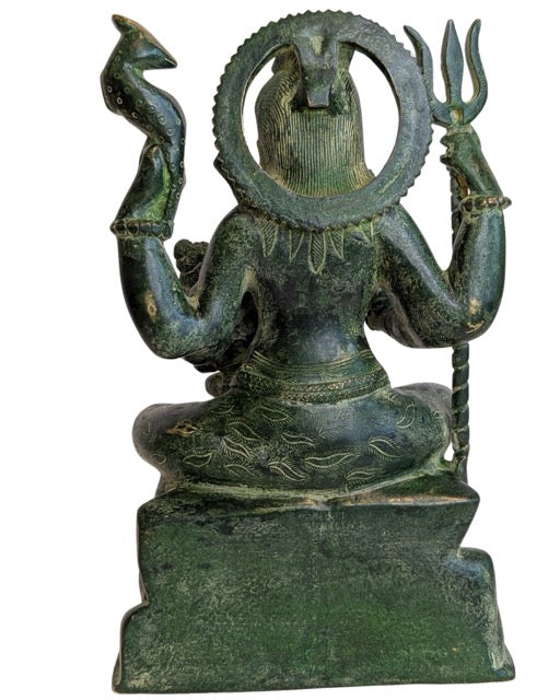 Sitzende Bronzestatue von Shiva mit Ganesha aus Südindien