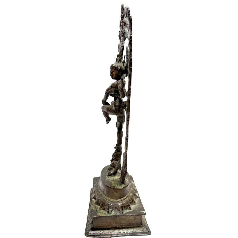 Shiva Nataraja Statue aus Bronze, Indien, antike, authentische Statue des kosmischen Tanzes