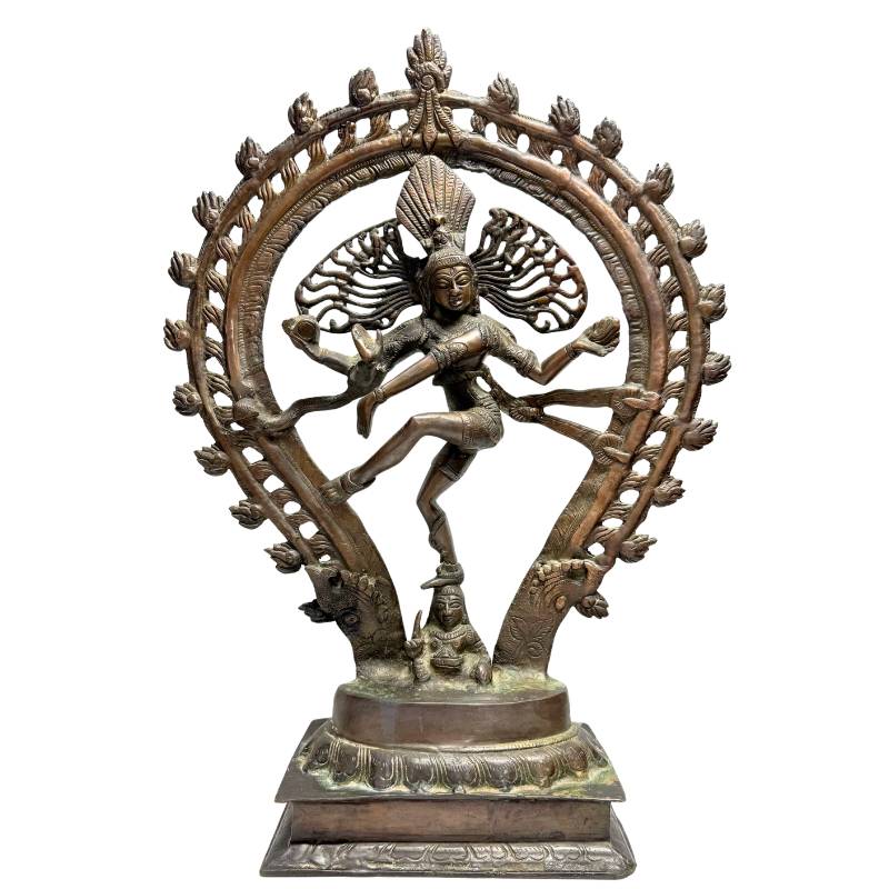 Shiva Nataraja Statue aus Bronze, Indien, kosmischer Tanz, antike hinduistische Statue