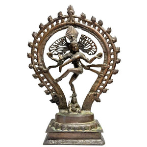 Shiva Nataraja Bronzestatue aus dem frühen 20. Jahrhundert – Indien – kosmischer Tanz – Los 477