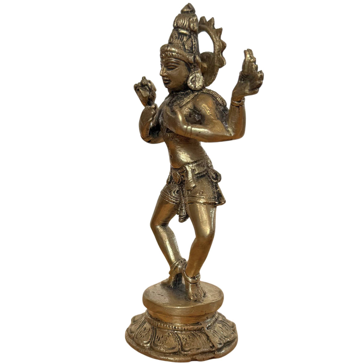 Right rear view with focus on the leg posture and the base.