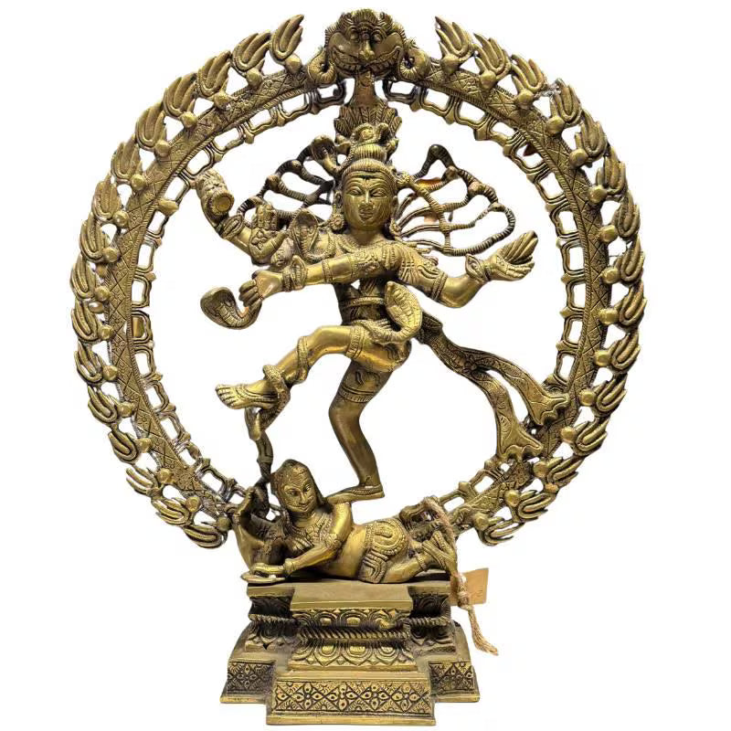 Shiva Nataraja Bronzestatue, Südindien, frühes 20. Jahrhundert, traditioneller Wachsausschmelzguss