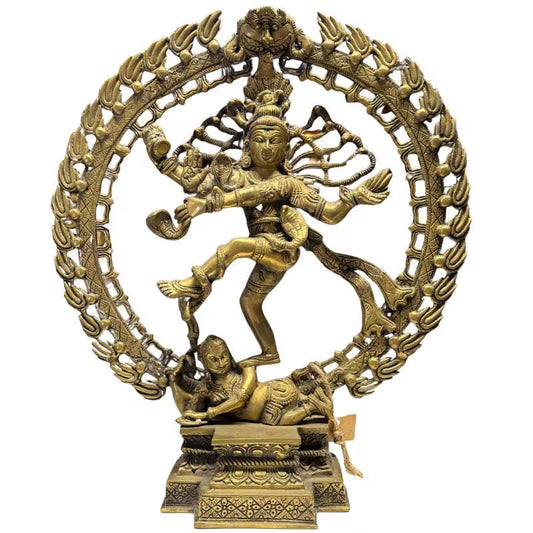 Shiva Nataraja Bronzestatue, Südindien, frühes 20. Jahrhundert, traditioneller Wachsausschmelzguss