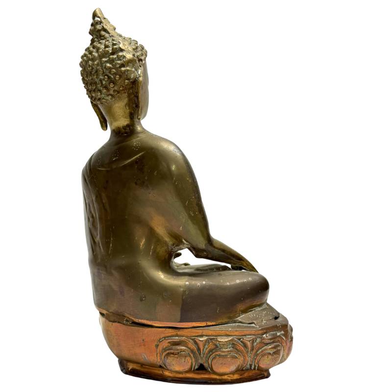 Sino-tibetische Buddha-Statue aus Bronze, Bhumisparsha-Mudra-Andacht und Meditation