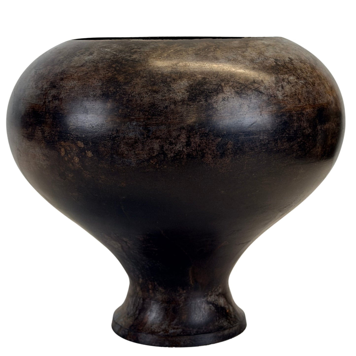 Bronzegefäß A ohne Deckel mit gebauchtem Korpus und erhöhtem Standfuß