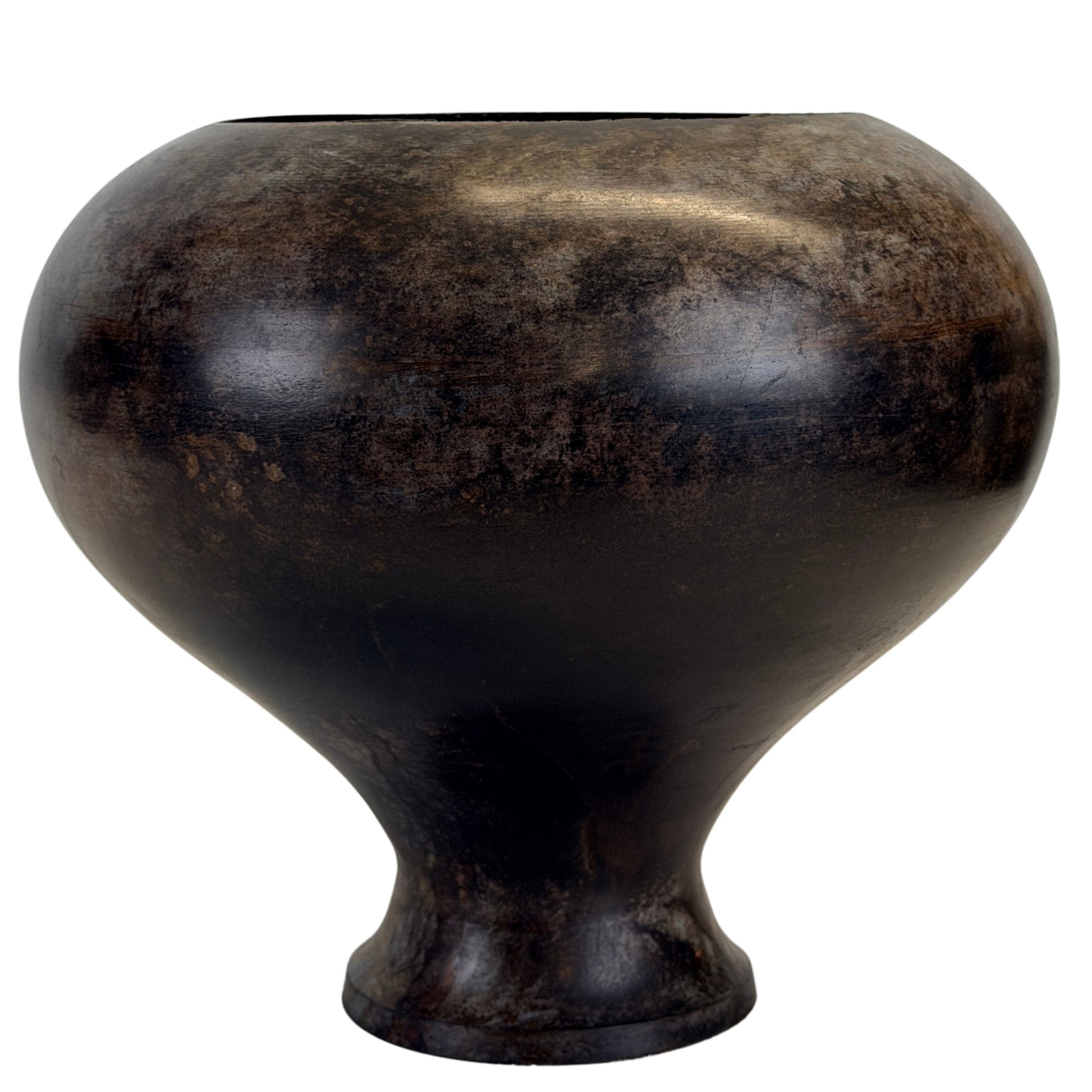 Bronzegefäß A ohne Deckel mit gebauchtem Korpus und erhöhtem Standfuß
