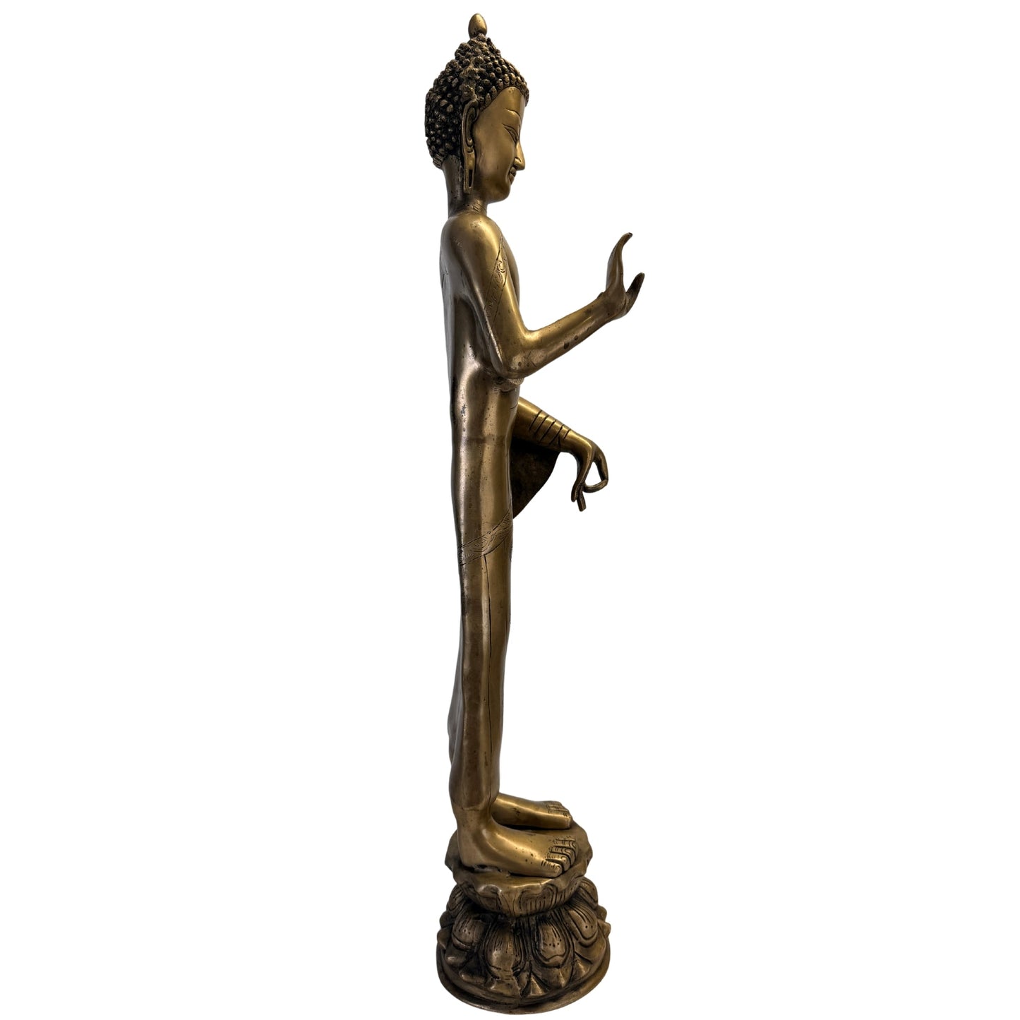 Stehender Bronze-Buddha in vollständiger rechter Seitenansicht – SKU 736