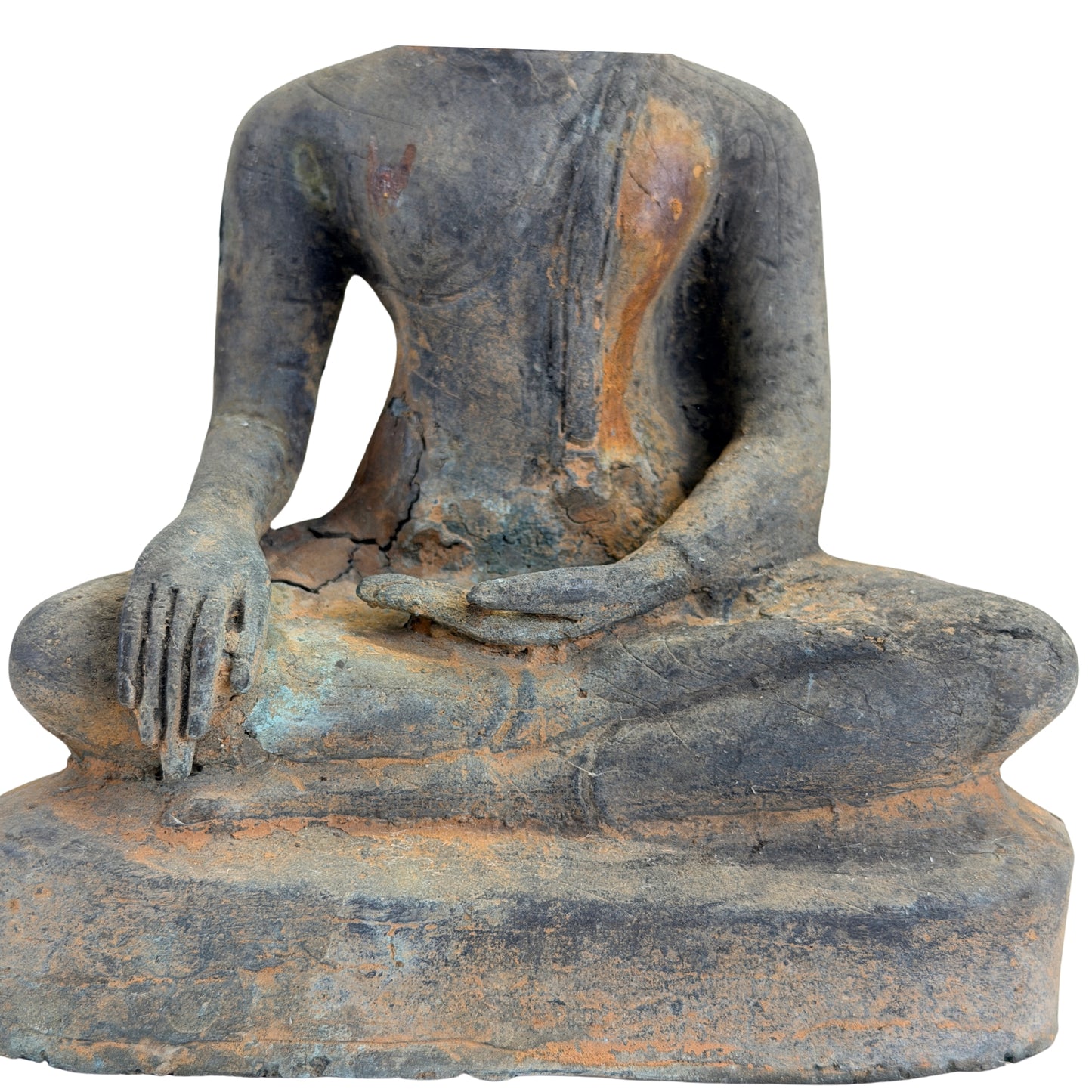 Antiker vergoldeter Bronze-Buddha der Ayutthaya-Zeit, Thailand, 17.–frühes 18. Jh., SKU 740 – Ansicht 3