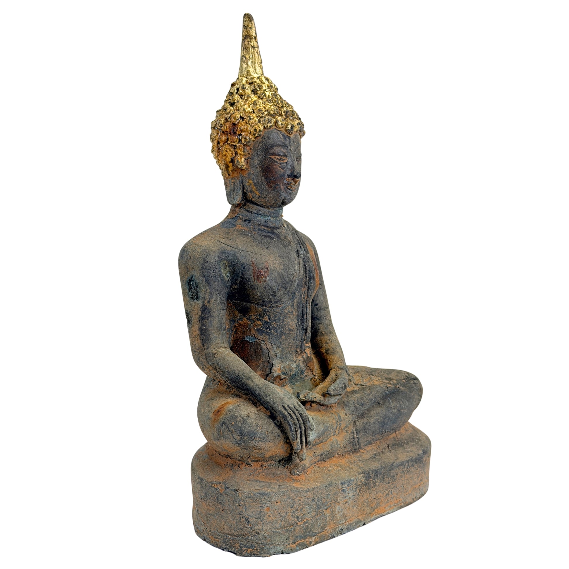 Antiker vergoldeter Bronze-Buddha der Ayutthaya-Zeit, Thailand, 17.–frühes 18. Jh., SKU 740 – Ansicht 4