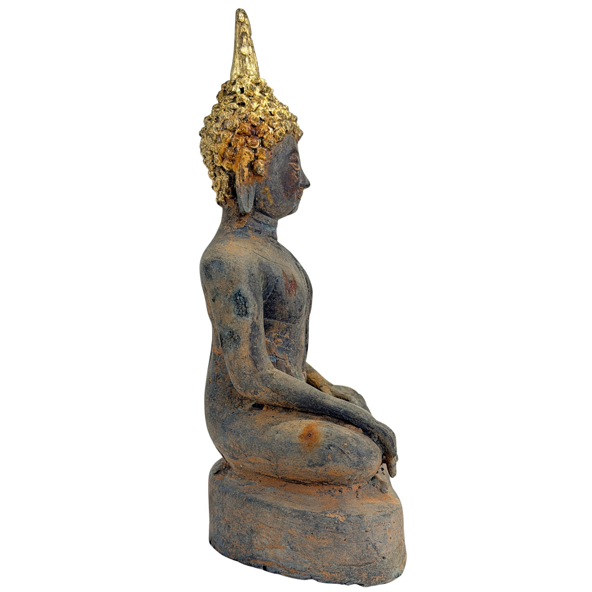 Antiker vergoldeter Bronze-Buddha der Ayutthaya-Zeit, Thailand, 17.–frühes 18. Jh., SKU 740 – Ansicht 7