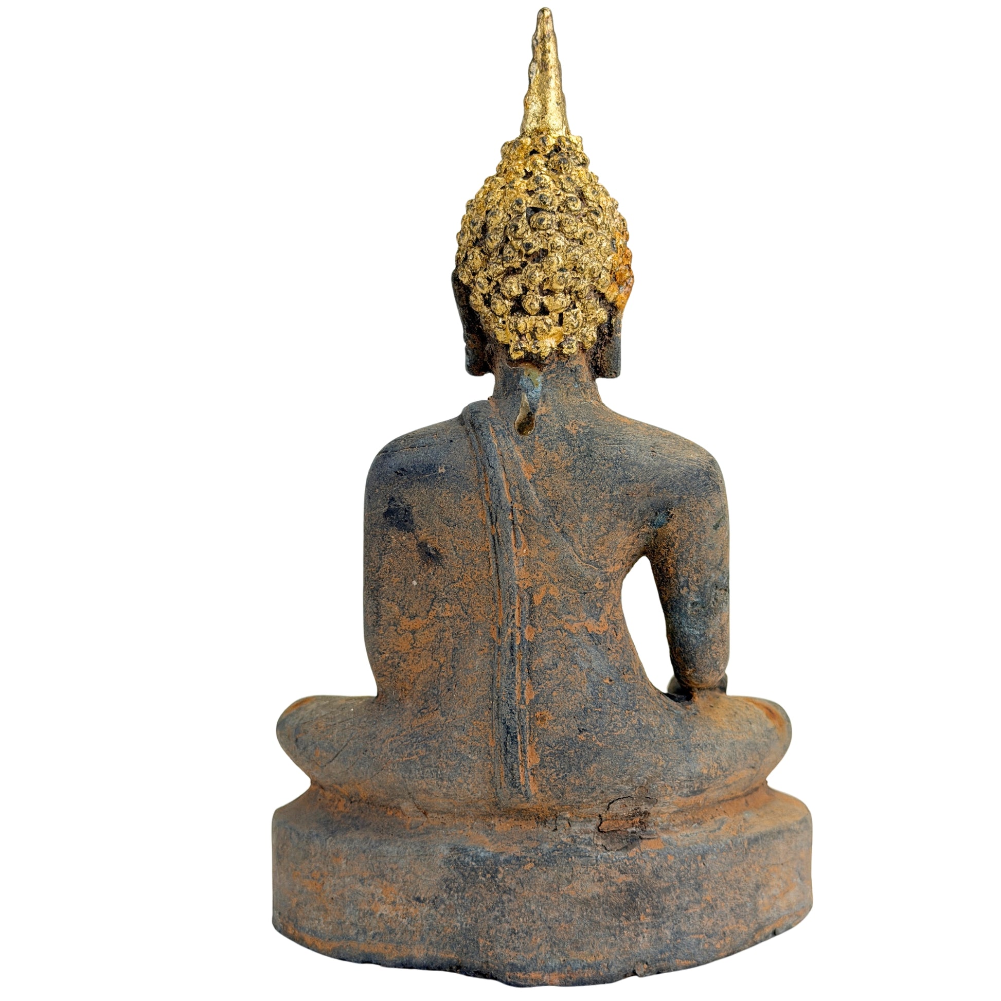 Antiker vergoldeter Bronze-Buddha der Ayutthaya-Zeit, Thailand, 17.–frühes 18. Jh., SKU 740 – Ansicht 10