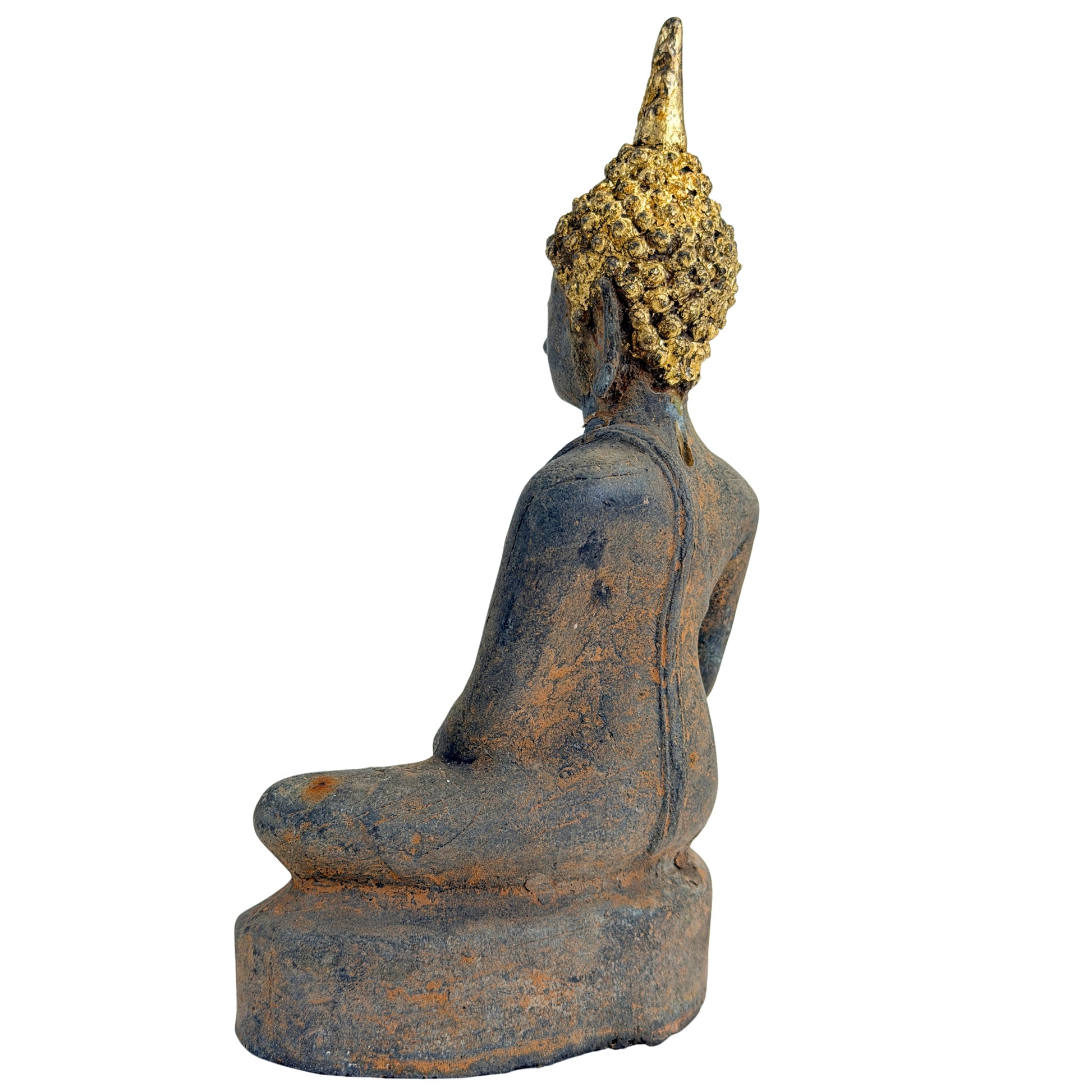 Antiker vergoldeter Bronze-Buddha der Ayutthaya-Zeit, Thailand, 17.–frühes 18. Jh., SKU 740 – Ansicht 11