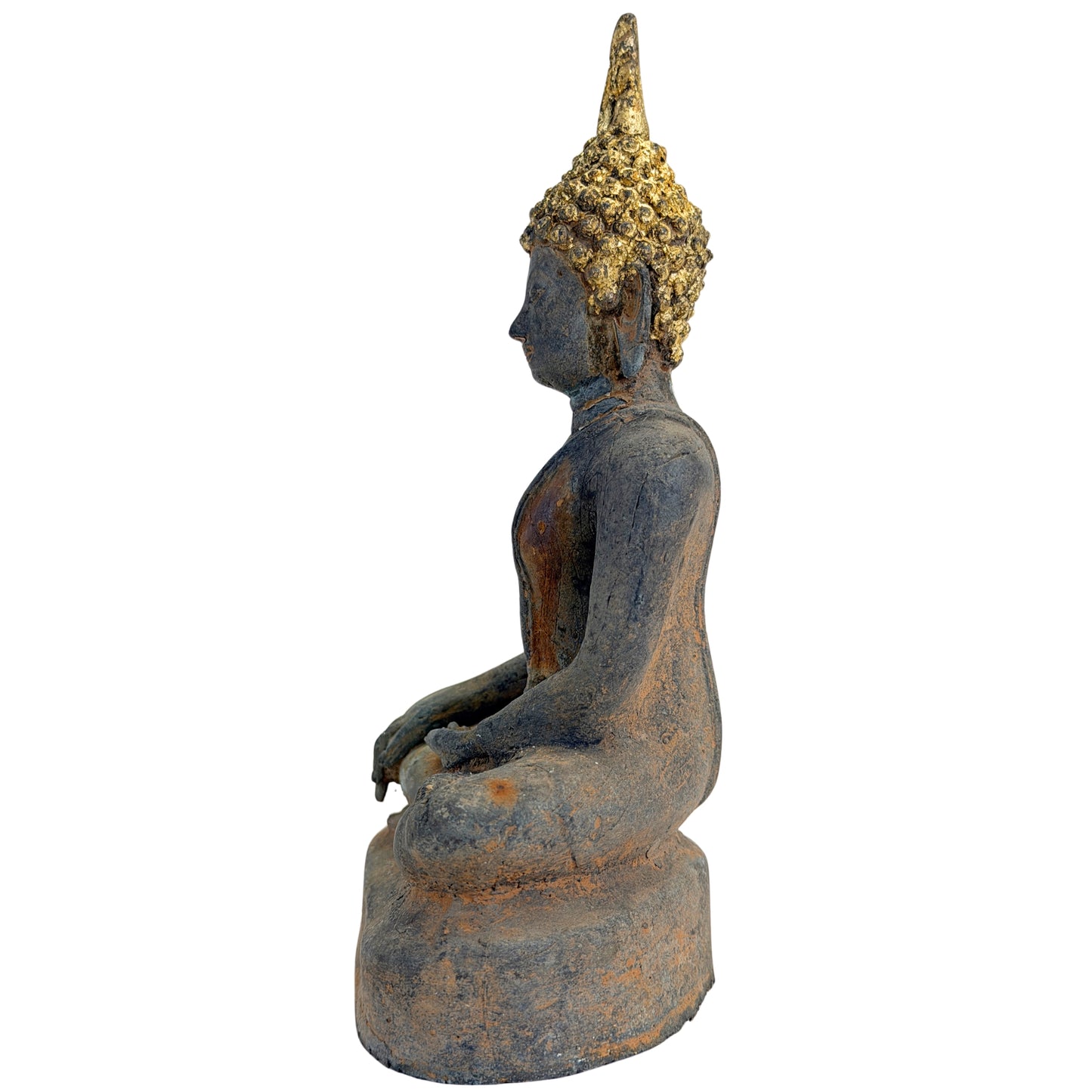 Antiker vergoldeter Bronze-Buddha der Ayutthaya-Zeit, Thailand, 17.–frühes 18. Jh., SKU 740 – Ansicht 12