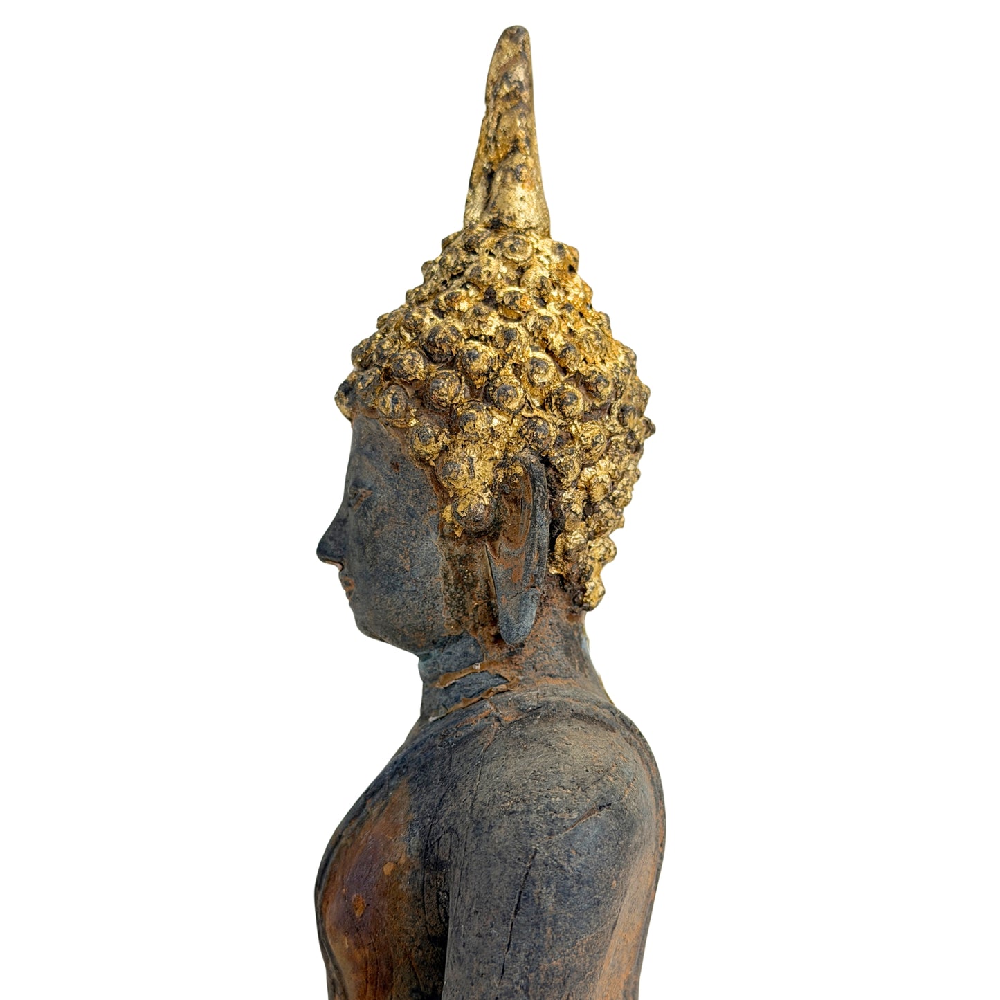 Antiker vergoldeter Bronze-Buddha der Ayutthaya-Zeit, Thailand, 17.–frühes 18. Jh., SKU 740 – Ansicht 13