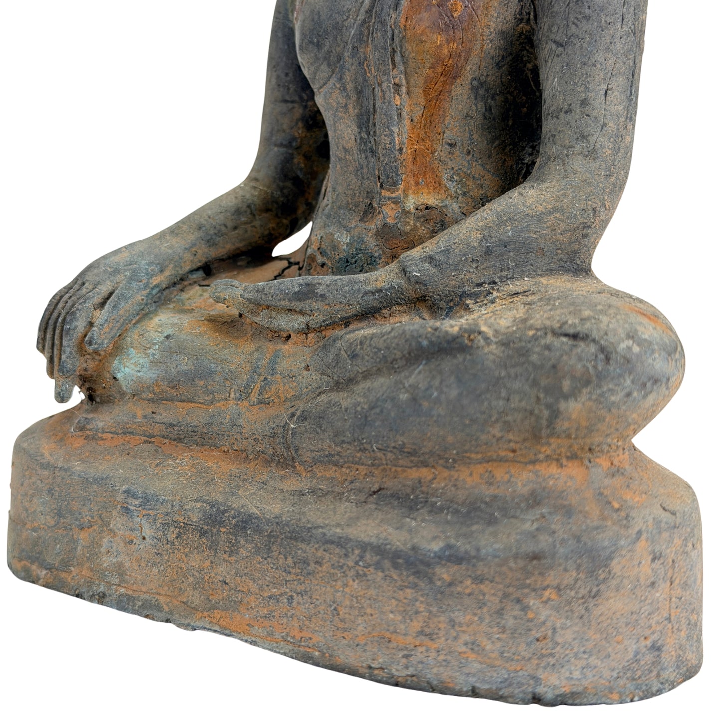 Antiker vergoldeter Bronze-Buddha der Ayutthaya-Zeit, Thailand, 17.–frühes 18. Jh., SKU 740 – Ansicht 16