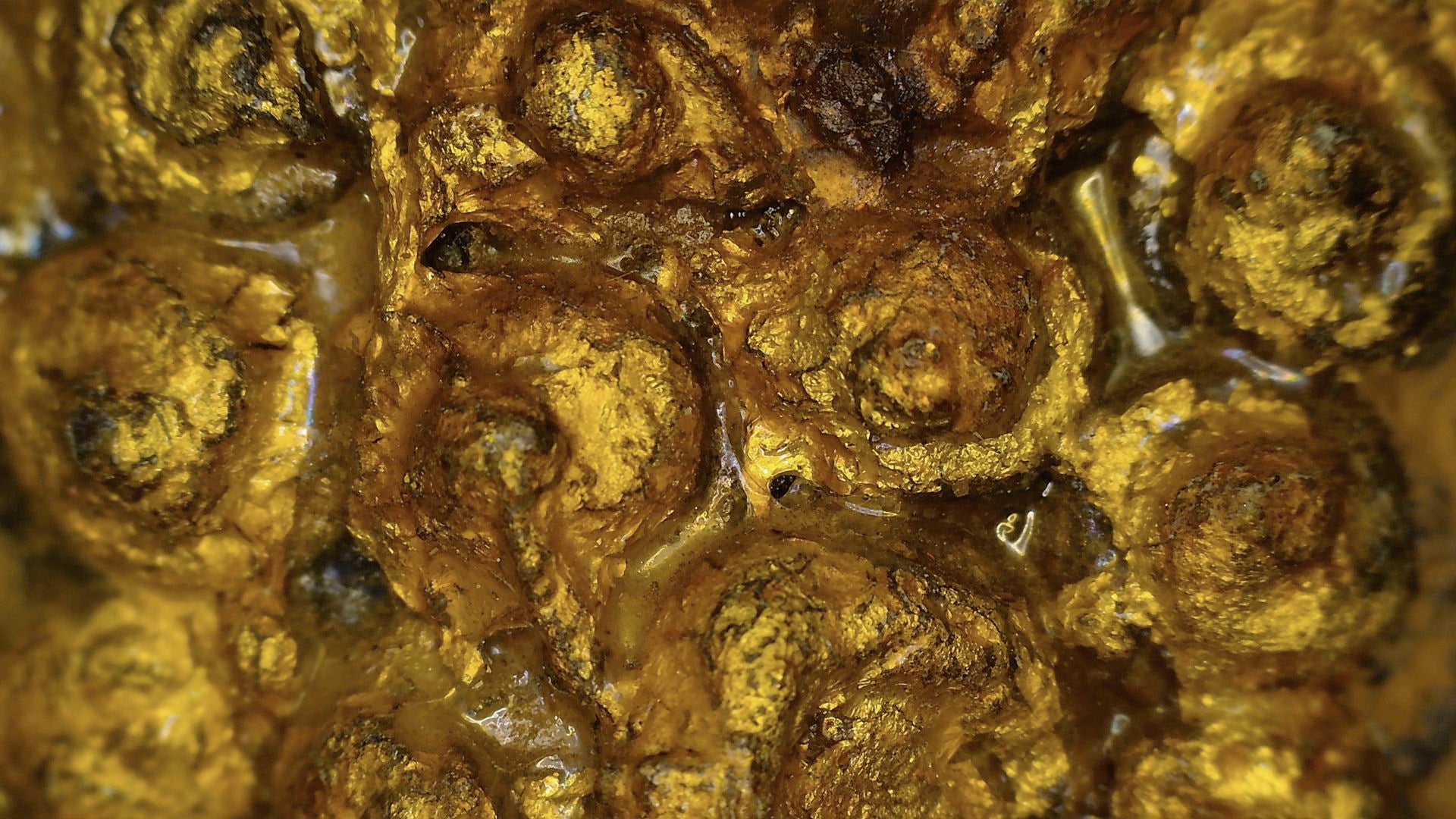 Makrodetail von Vergoldung, lackartigem Grund, Patina und Zustand des Ayutthaya-Buddha, SKU 740 – Detail 2