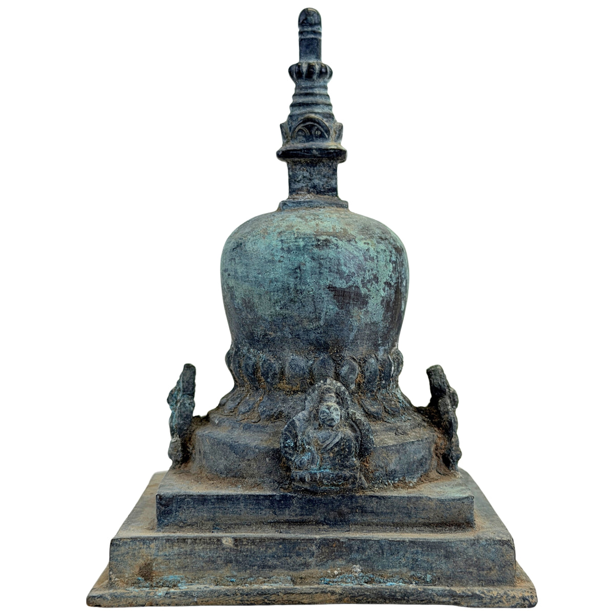 SKU 745 – Bronze-Pala-Votivstupa aus Ostindien, Vorderansicht, ca. 10.–12. Jahrhundert