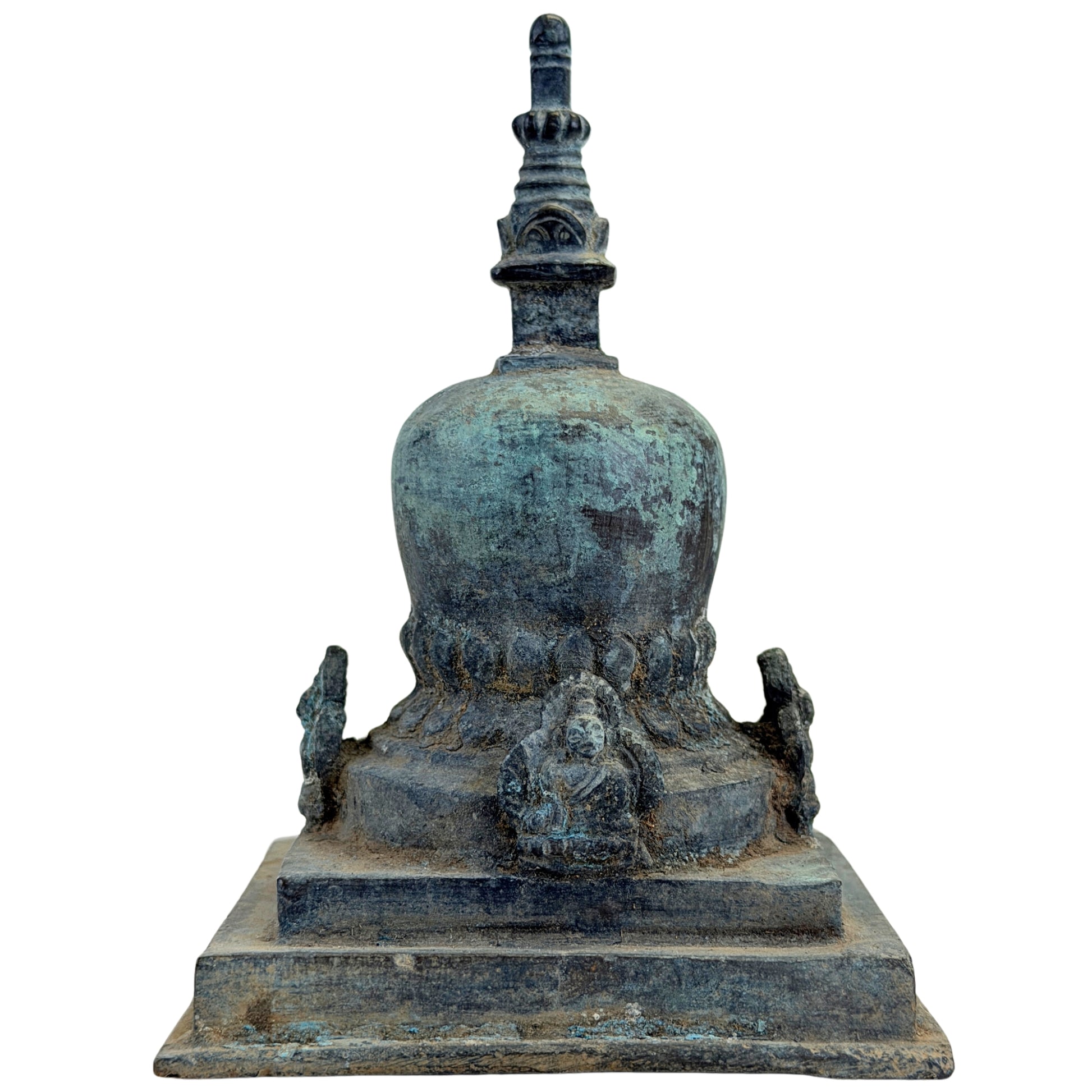 SKU 745 – Bronze-Pala-Votivstupa aus Ostindien, Vorderansicht, ca. 10.–12. Jahrhundert