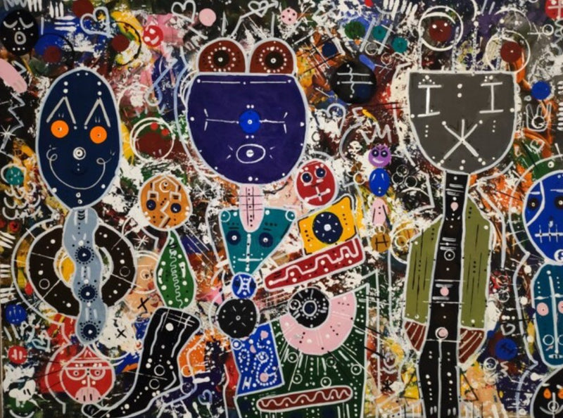 Soufiane Chaouaou – Original farbenfrohes Gemälde – Acryl & Marker – 60x80 cm