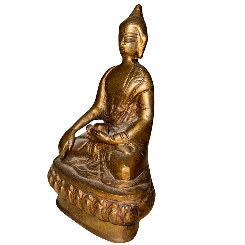 Spiritueller Altaraufsatz aus Klein-Tibet, gefertigt aus patinierter Bronze