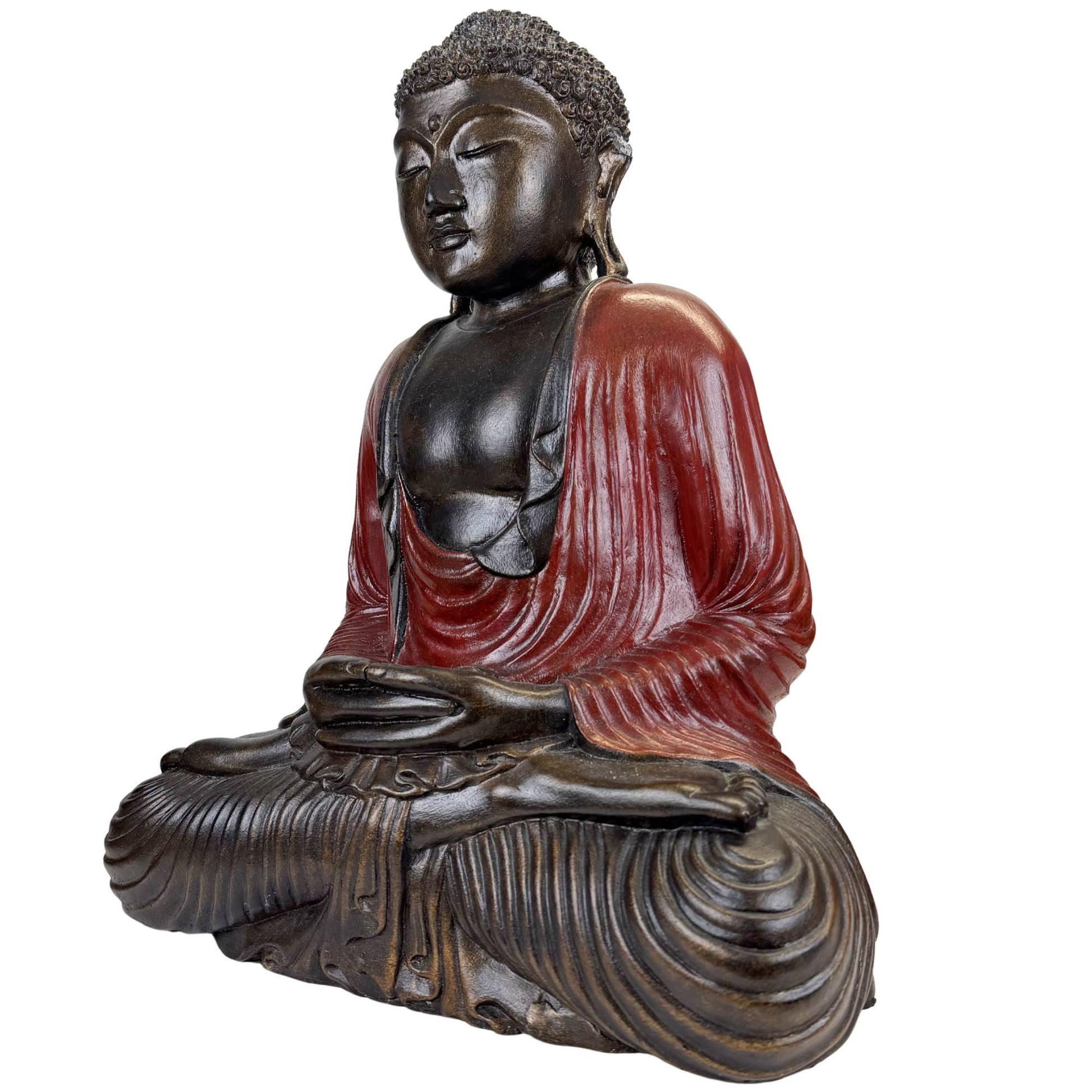 Spirituelle Buddha-Statue aus Kunstharz, inspiriert von traditioneller asiatischer Kunst und Tempelstatuen