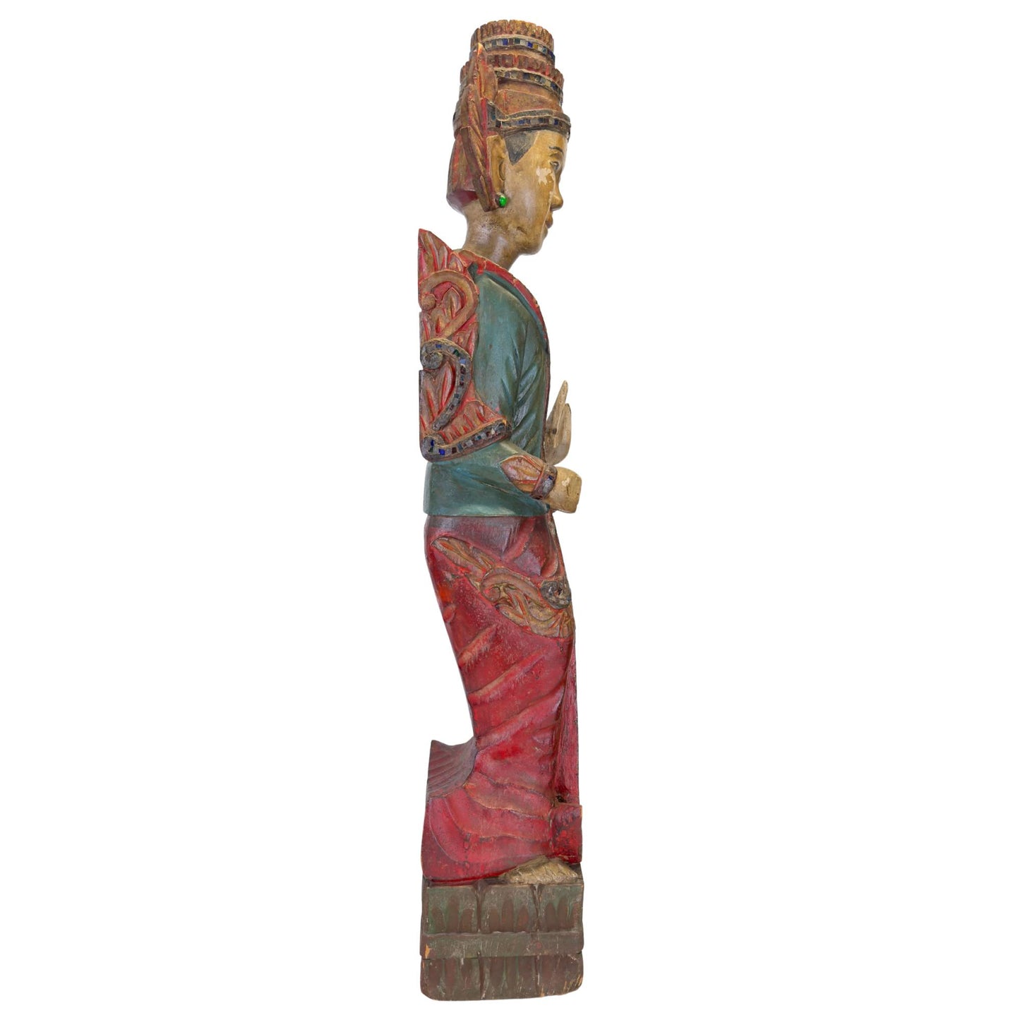 Spirituelle Schutzfigur aus Myanmar mit originaler Polychromie