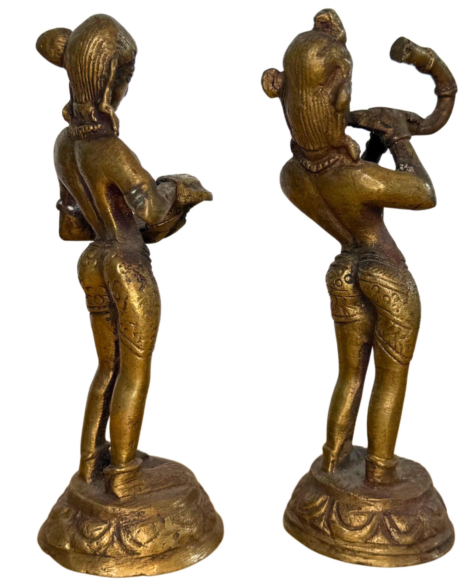 Spirituelle Bronzefiguren, hinduistisches Altarset mit Vergoldung