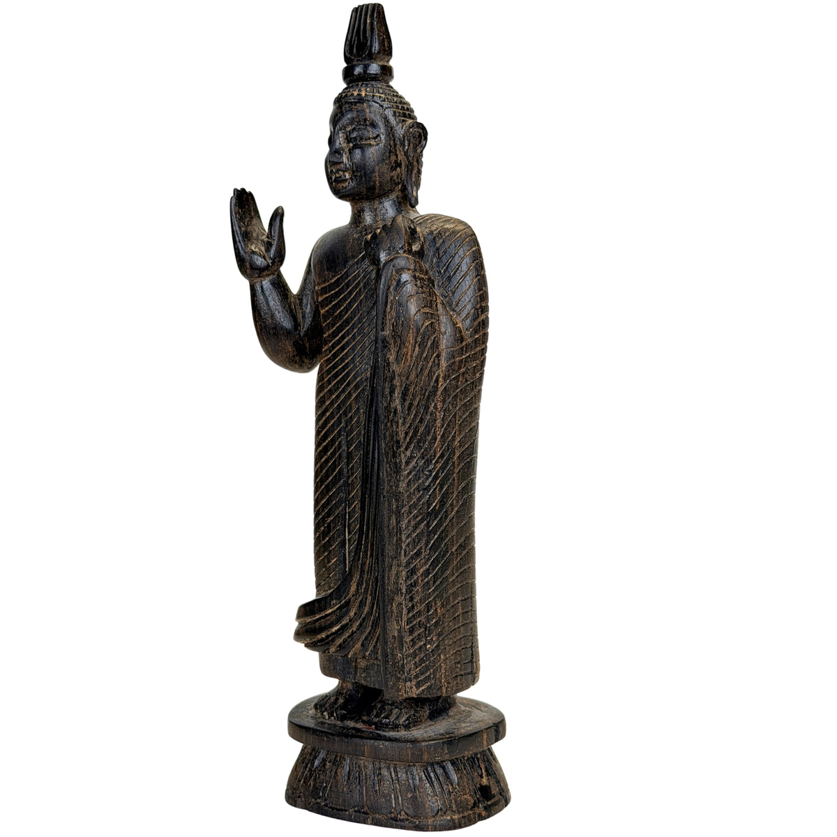 Niedriger runder Lotussockel unter einer Figur des sri-lankischen Buddha-Paares