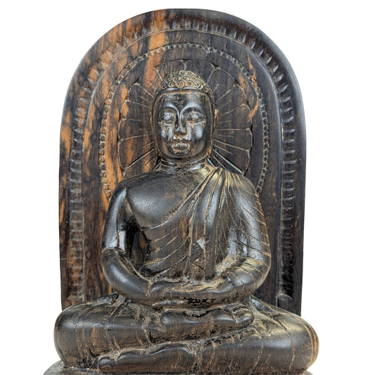Meditationsfigur aus sri-lankischem Calamander mit fein gearbeitetem Gesicht