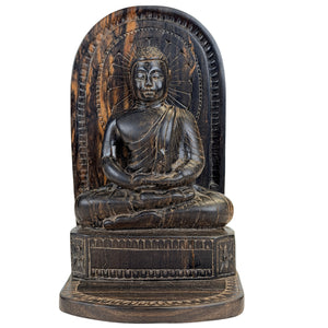 Ceylon-Calamander Buddha mit Strahlenkranz – Sri Lanka, frühes 20. Jh. – Los 756