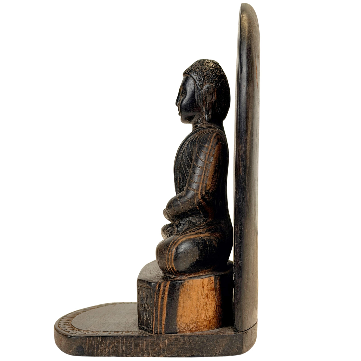Buddha aus dichtem Ceylon-Calamander, Hände in Dhyana Mudra