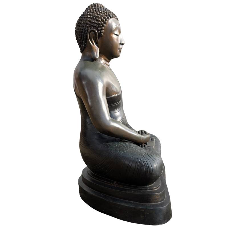 Sri-lankischer Buddha aus feuervergoldeter Bronze aus dem 17.–18. Jahrhundert