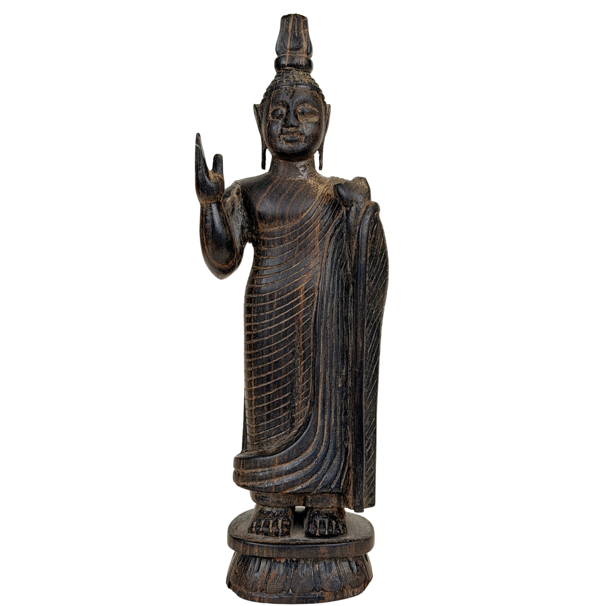 Stehender Theravada-Buddha aus Sri Lanka mit schützend erhobener rechter Hand