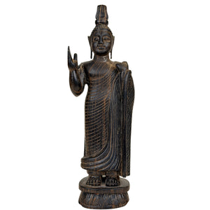 Stehender Theravada-Buddha aus dunklem Holz – Sri Lanka – Los 758