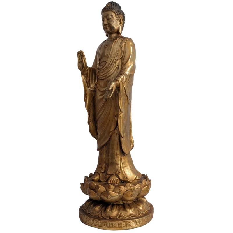 Stehende Buddha-Statue aus China aus vergoldeter Bronze