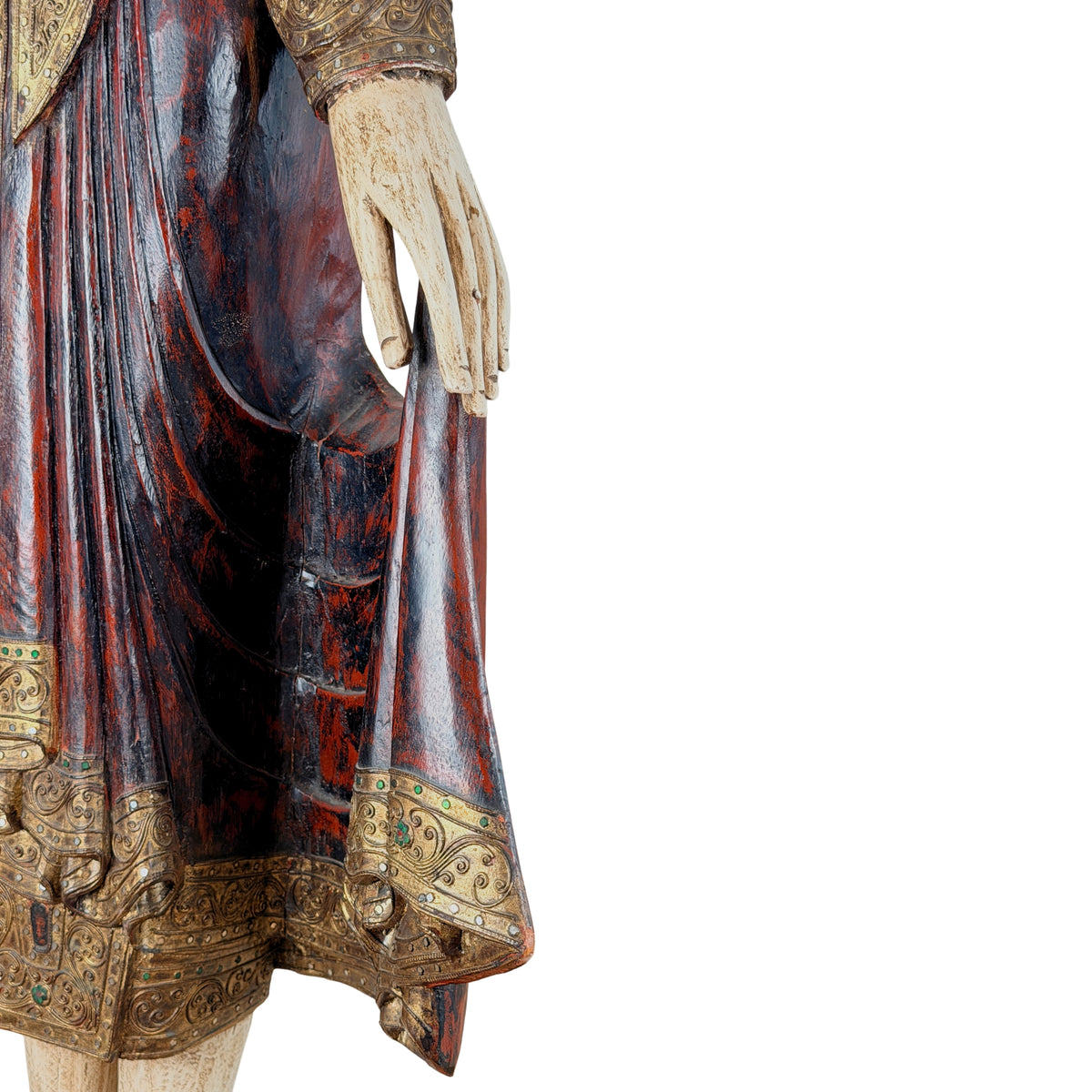 Stehender birmanischer Mandalay-Buddha, 162,5 cm, mit Exportdokumentation von 1988