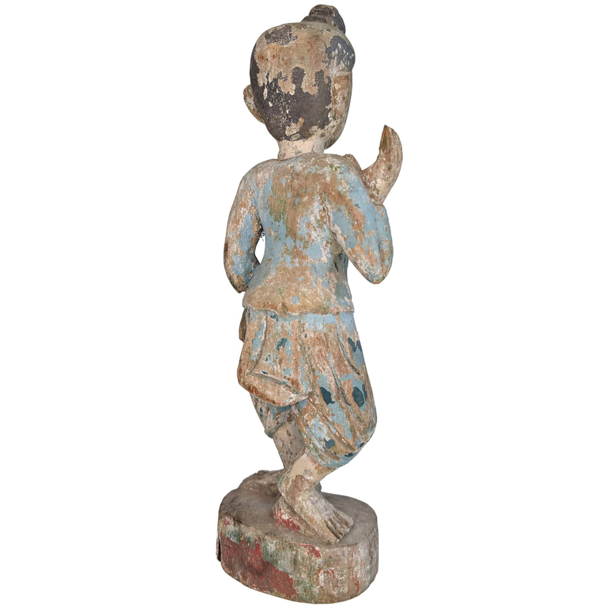 Stehende Holzfigur, Höhe 34 cm, mit historischem Charakter.