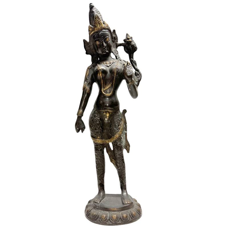 Stehende Tara-Statue aus Bronze, schlanke Himalaya-Form