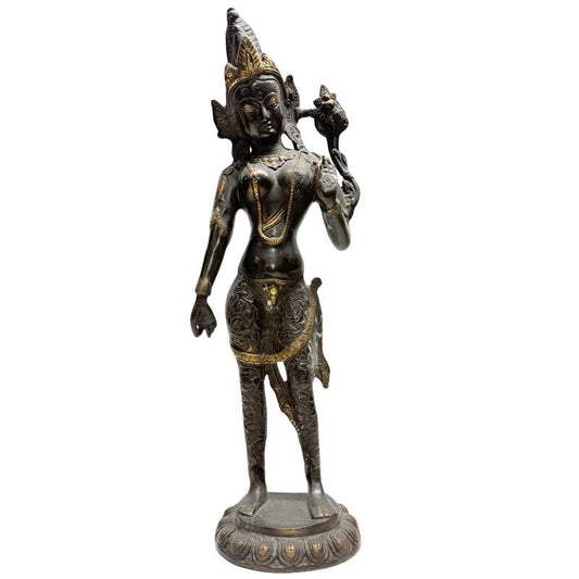 Stehende Tara-Statue aus Bronze, schlanke Himalaya-Form