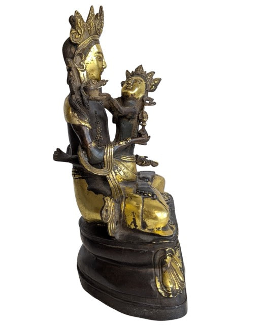 Tantrischer buddhistischer Yab-Yum-Statue aus Bronze aus Asien