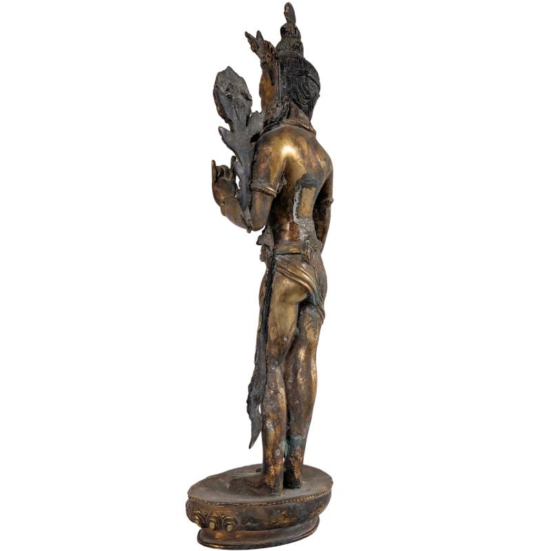 Tara-Bronze, feuervergoldet, Nepal, antikes spirituelles Kunstwerk mit Utpala-Lotus-Varada-Mudra