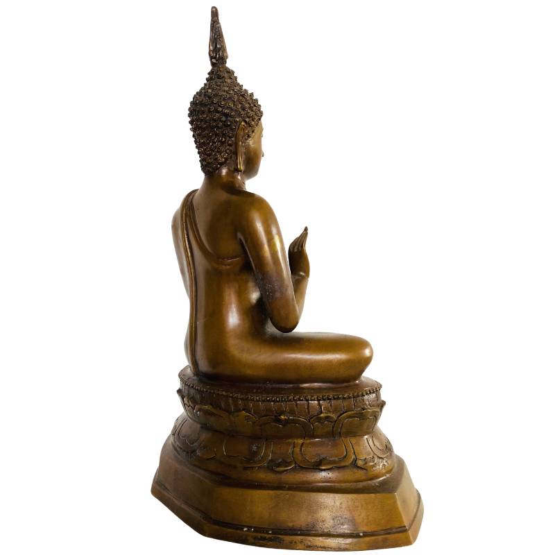 Thailändischer Buddha aus Bronze mit antikem Aussehen und Patina
