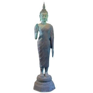 Monumentaler thailändischer Bronze-Buddha – Sukhothai-Stil – Markiert 1961 – 190 cm