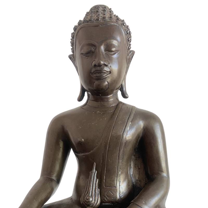 Thailändischer Bronze-Buddha in Bhumisparsha-Mudra aus der Rattanakosin-Zeit