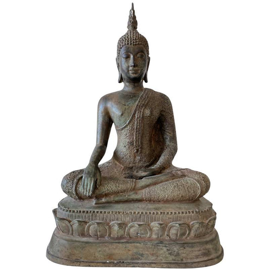 Thailändische Buddha-Statue im Ayutthaya-Stil aus Bronze