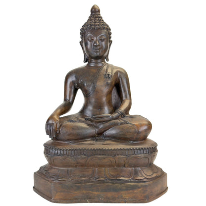 Monumentaler thailändischer Sukhothai Buddha, 40 cm groß und 6 kg schwer, aus Bronze.