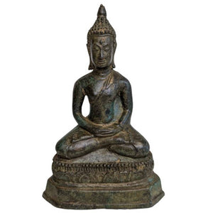 Thailändische Buddha-Statue aus Bronze in Meditationshaltung