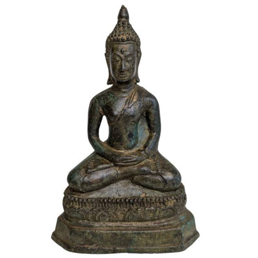 Thailändische Buddha-Statue aus Bronze in Meditationshaltung