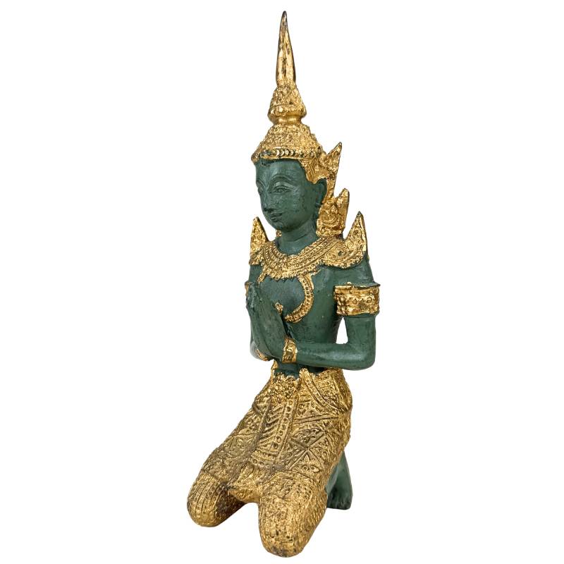 Thailändisches Statuenpaar mit Goldpatina, dekoratives Objekt