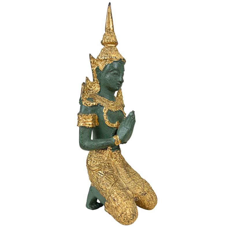 Thailändisches Statuen-Set, Paar, Wai-Geste, dekoratives Interieur-Stück